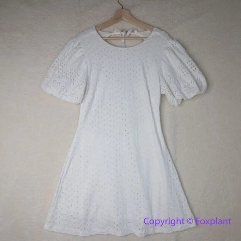 New! Free People‎ White Cotton Apricot Rose Mini Dress, size L